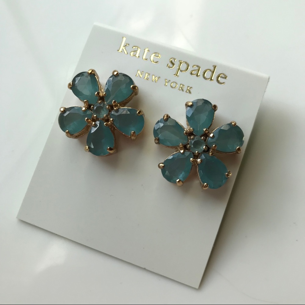 Kate Spade Blue Jeweled Flower Stud Earrings